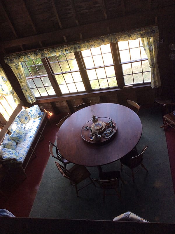 Looking down from the crow's nest over the dining room